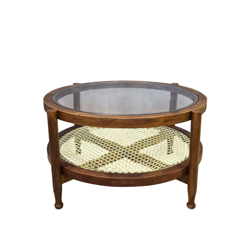 Round Coffee Table - Clear / Oak