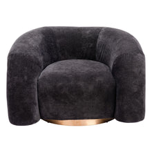 Load image into Gallery viewer, 37" Faux Shearling And Upholstered Arm Chair - Black / Gold
