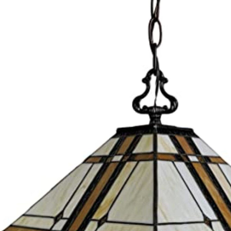 Unique Statement Two Light Glass Dimmable Chandelier With Shades - Brown / White