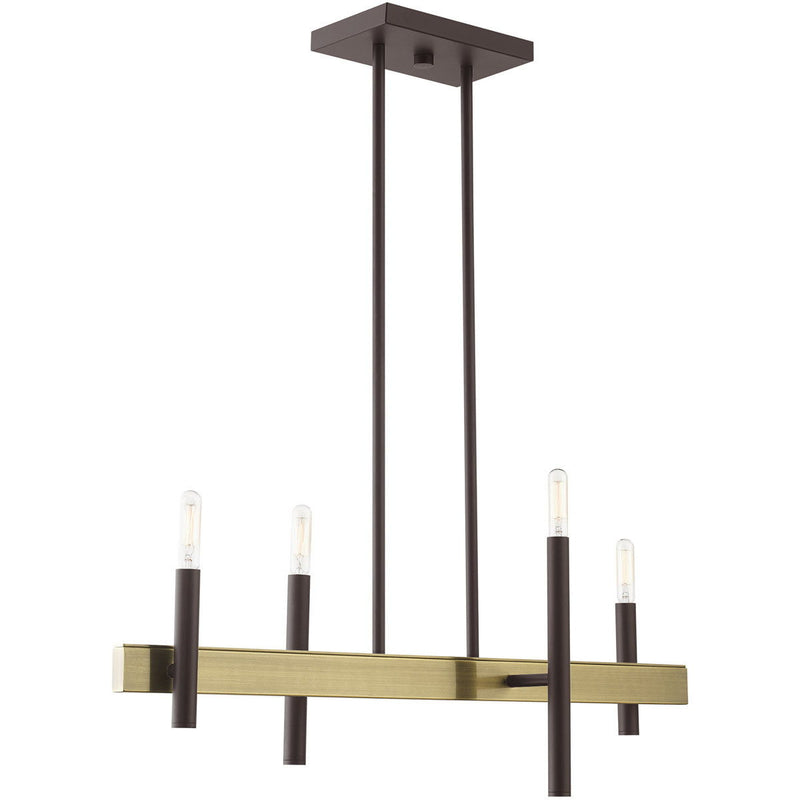 24" Four Light Dimmable Chandelier With Shades - Bronze