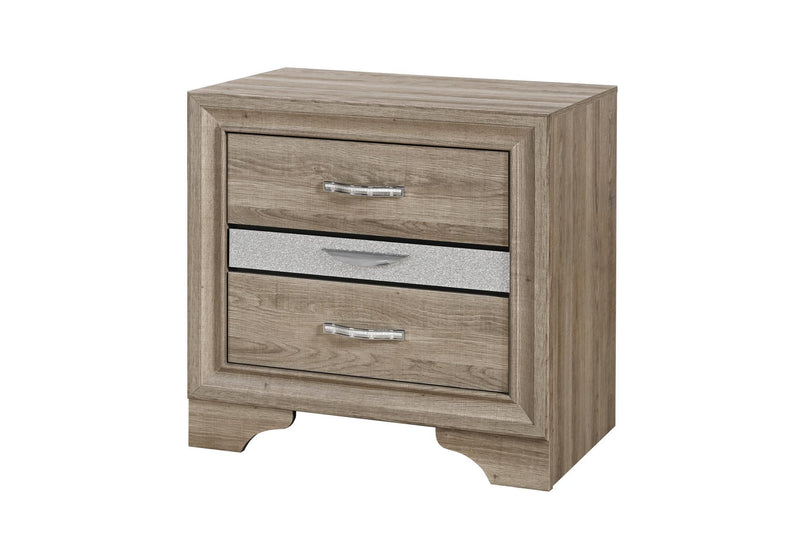 Wood Two Drawer Nightstand - Natural