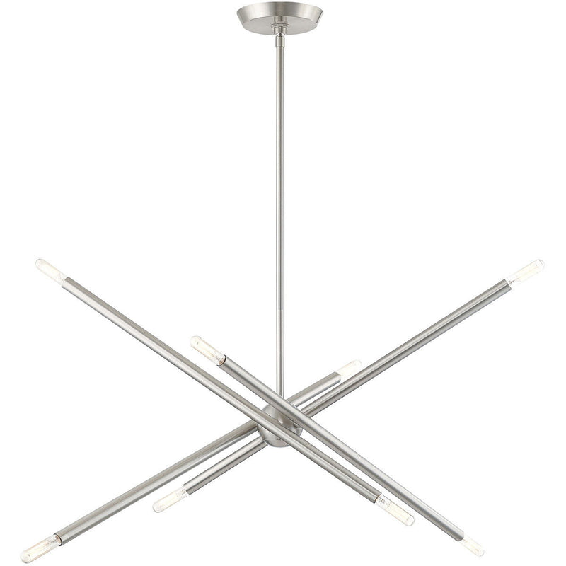 Eight Light Dimmable Chandelier With Shades - Nickel