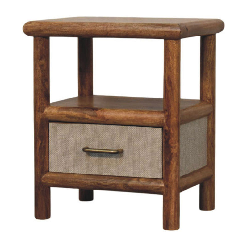 Solid Wood And Wicker One Drawer Nightstand - Brown