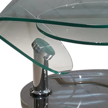 Load image into Gallery viewer, 30" Glass And Metal Oval Abstract Coffee Table - Clear And Silver
