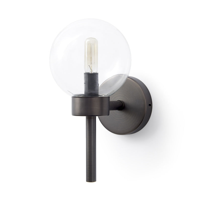 12'' Metal Glass Corner Wall Light - Black