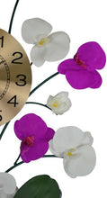 Load image into Gallery viewer, Silent Analog Floral Novelty Wall Clock - Purple / White / Gold

