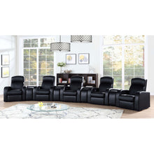 Load image into Gallery viewer, 9 Piece Home Theater Seating Set With Recliners And Wedge Consoles - Black
