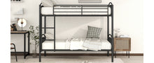 Load image into Gallery viewer, Twin Over Twin Metal Bunk Bed,Divided into Two Beds(Black){OLD SKU:MF280424AAB}
