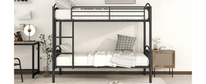 Twin Over Twin Metal Bunk Bed,Divided into Two Beds(Black){OLD SKU:MF280424AAB}