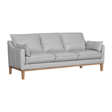 Load image into Gallery viewer, Leather Sofa And Toss Pillows With Brown Legs - Gray
