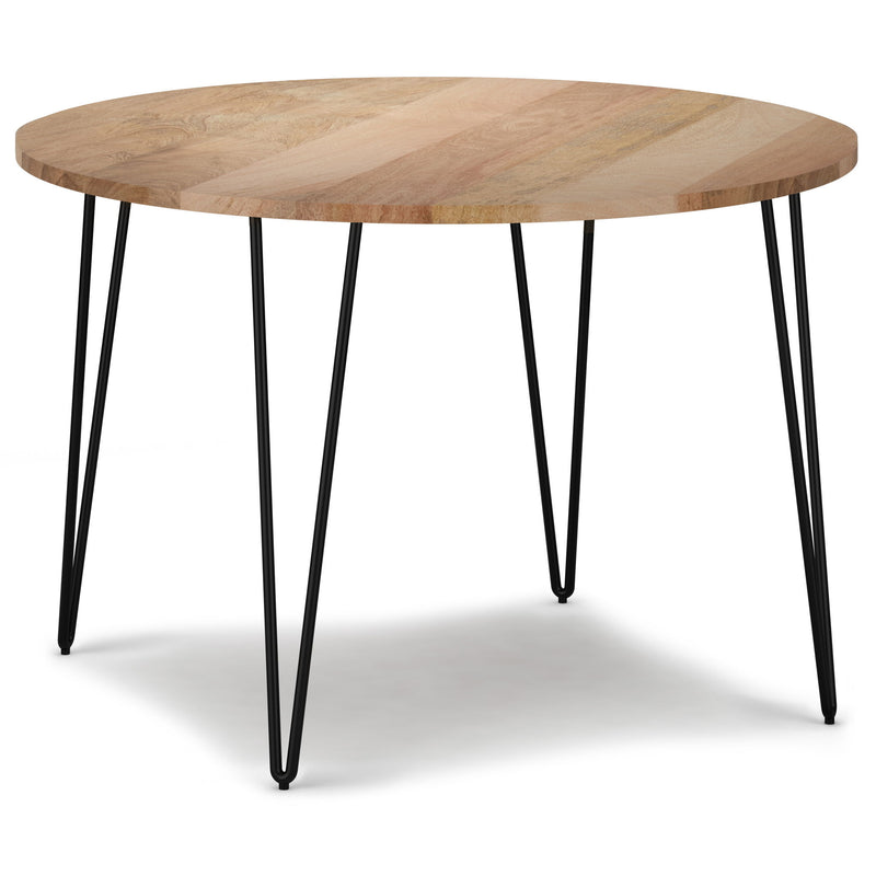 Solid Wood Iron Round Top Dining Table - Natural / Black