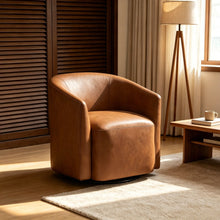 Load image into Gallery viewer, Swivel Barrel Accent Chair For Living Room - Antique Brown
