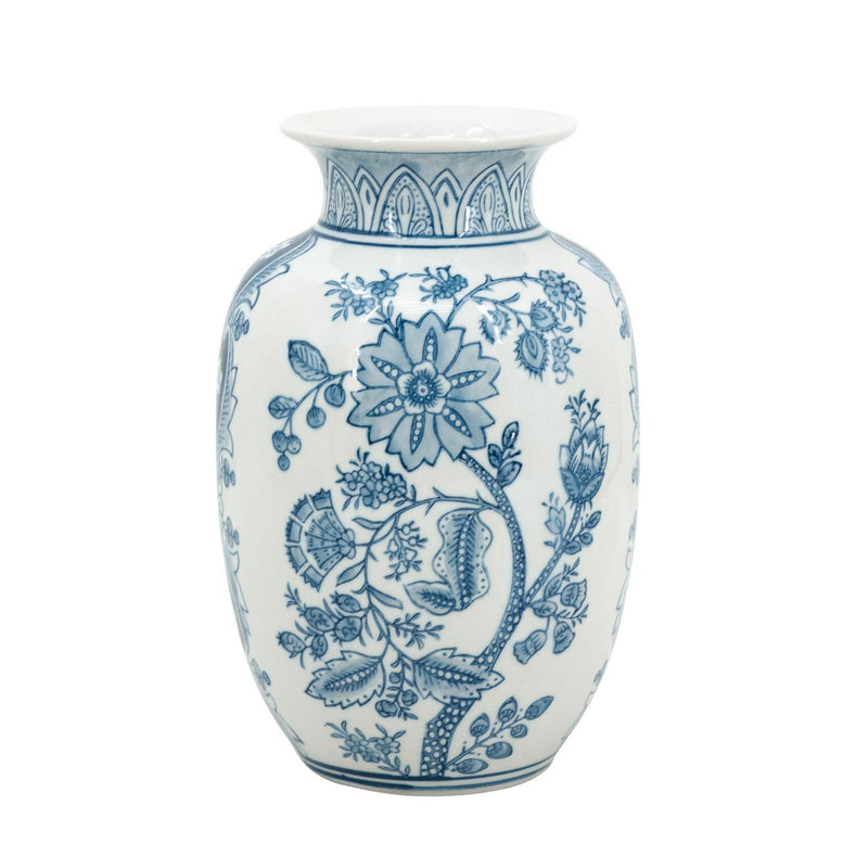 Floral Round Porcelain Jar (565447) - Light Blue / White