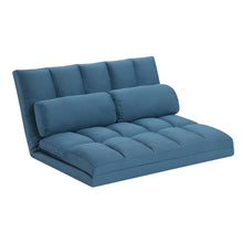Load image into Gallery viewer, Futon Convertible Sleeper Loveseat And Toss Pillows - Blue

