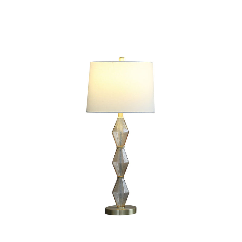 Geo Glass Table Lamp With Shade - Brushed Gold