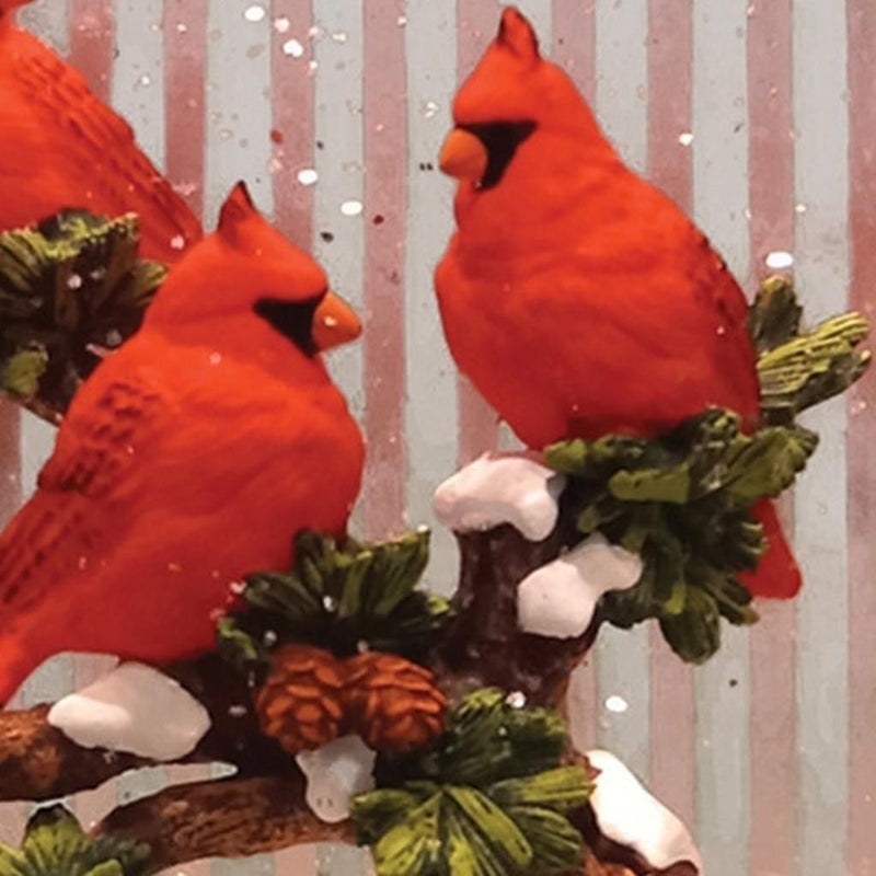 Plastic Bird Tabletop Sculpture With LED - White / Red