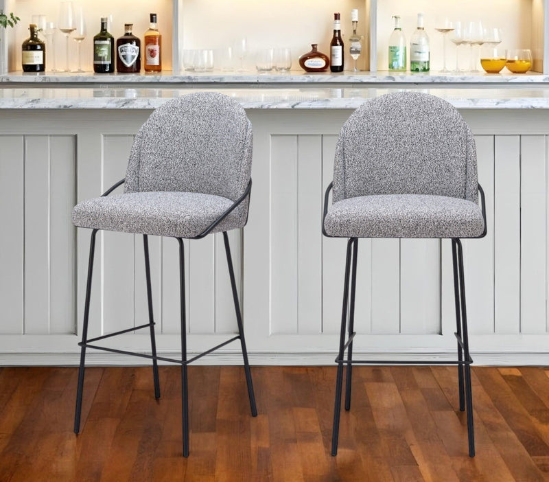 30" Modern Shearling And Steel Bar Height Bar Chairs (Set of 2) - White