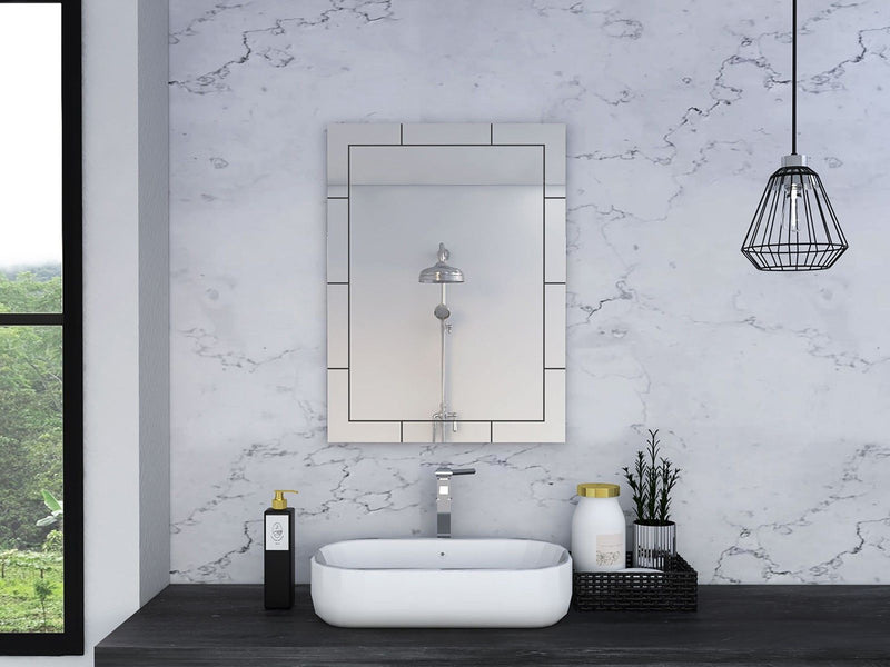28" Wall Mounted Frameless Bathroom Vanity Mirror - Gray