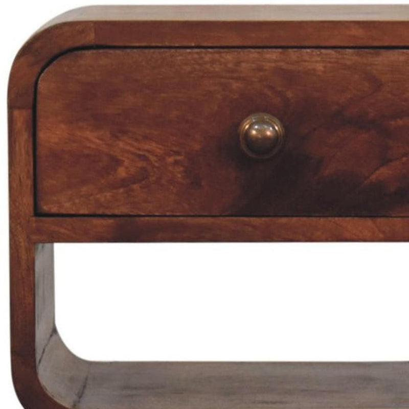 22" Solid Wood Square One Drawer Nightstand - Brown