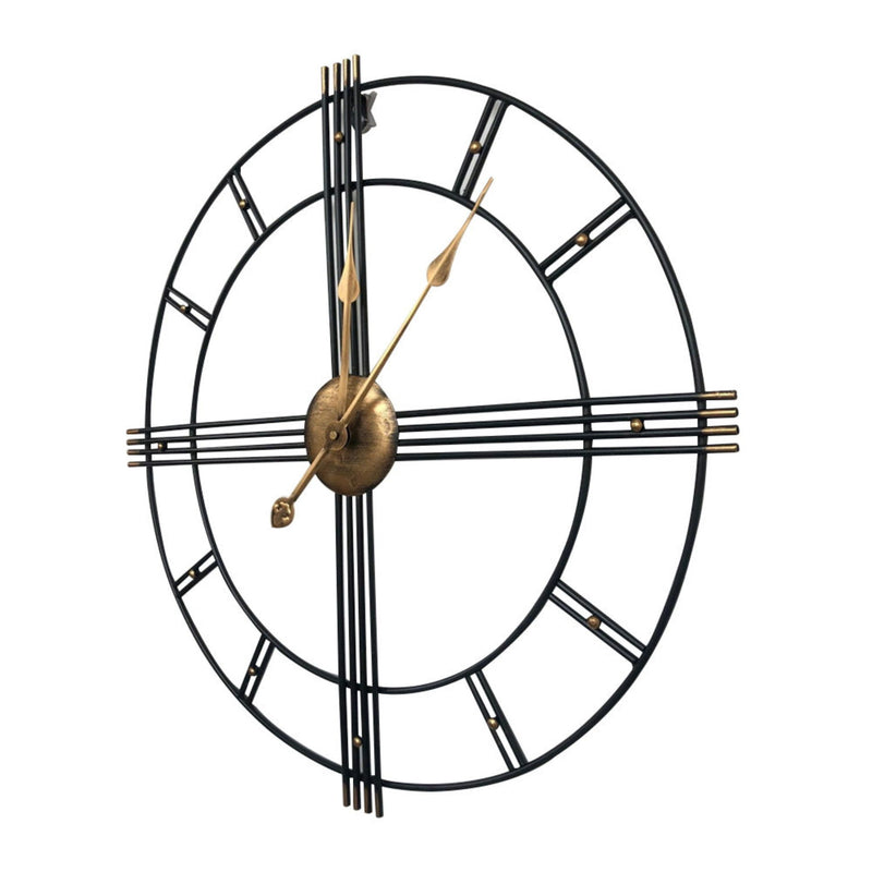 Silent Analog Round Wall Clock - Beige / Black / Brown