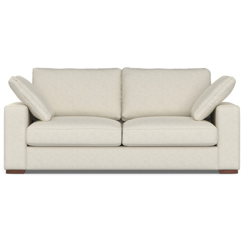 78" Fabric Sofa With Brown Legs - Cream