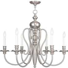Load image into Gallery viewer, 24'' Six Light Dimmable Chandelier With Shades - Nickel / Pearl Silver
