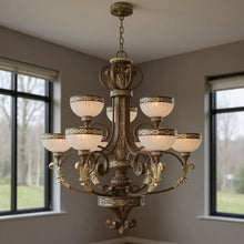 Load image into Gallery viewer, 40" Nine Light Dimmable Chandelier With Shades - Bronze
