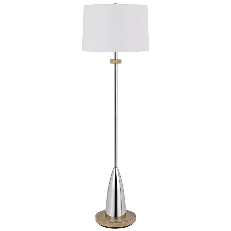 Traditional Shaped Floor Lamp With White Square Shade - Chrome