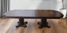 Load image into Gallery viewer, 136" Solid Wood And Solid Manufactured Wood Double Pedestal Base Dining Table - Brown
