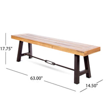 Load image into Gallery viewer, Outdoor Dining Bench, Patio Backless Bench - Teak / Black
