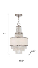 Load image into Gallery viewer, 20" Three Light Metal Dimmable Chandelier With Shades - Nickel / Clear / Off White
