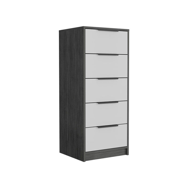 Five Drawer Standard Chest - White And Gray