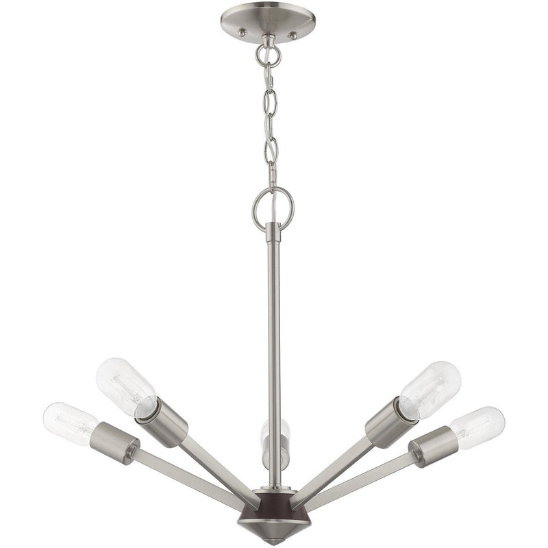 18" 5-Light Dimmable Chandelier With Shades - Nickel