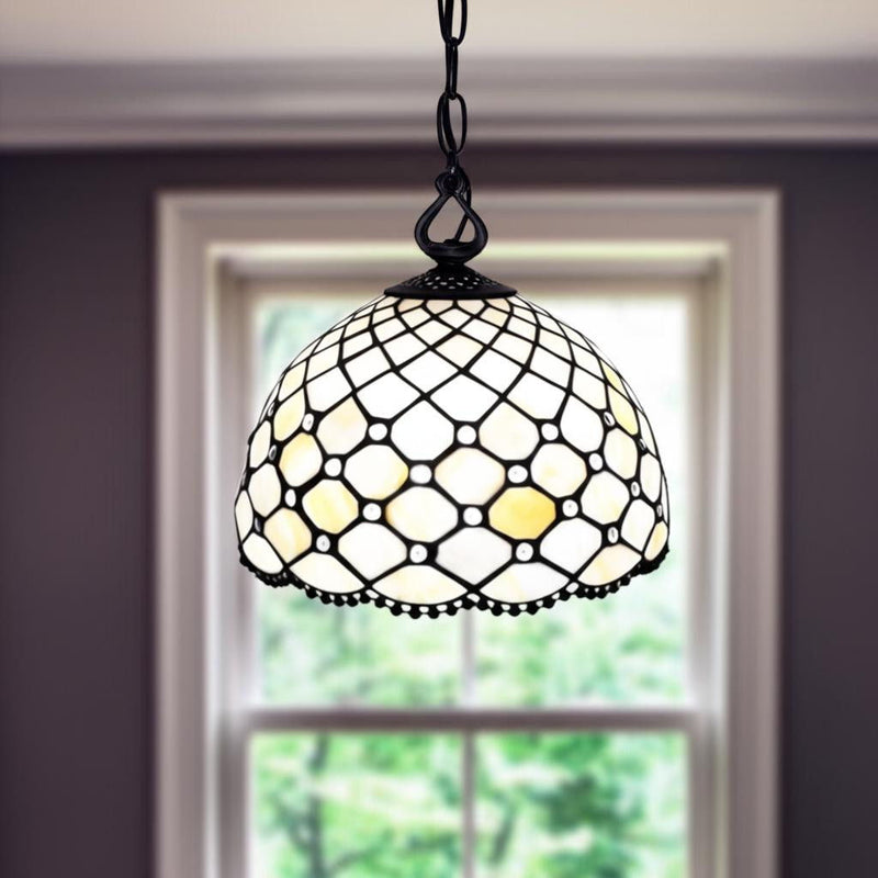 8" Unique Statement Glass Dimmable Chandelier With Shades - Black / White