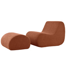 Load image into Gallery viewer, Curved Lounge Chair With Ottoman And High Resilience Foam
