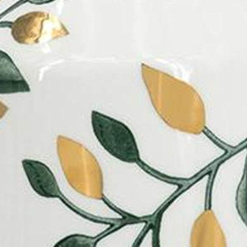 Floral Leaf Bud Table Vase - White / Green / Gold