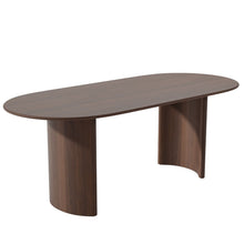 Load image into Gallery viewer, 66" Solid Wood Double Pedestal Base Oval Dining Room Table - Brown
