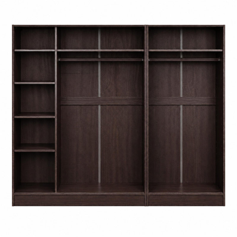 Solid Wood Five Door Combo Dresser - Dark Brown