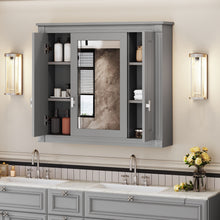 Load image into Gallery viewer, Wall Mounted Bathroom Cabinet With Mirror And 4 Shelves, Rectangular Design - Gray
