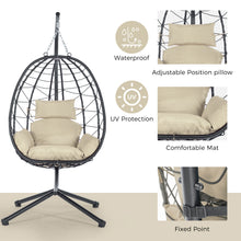 Load image into Gallery viewer, Egg Chair with Stand Indoor Outdoor Swing Chair Patio Wicker Hanging Egg Chair Hanging Basket Chair Hammock Chair with Stand for Bedroom Living Room Balcony
