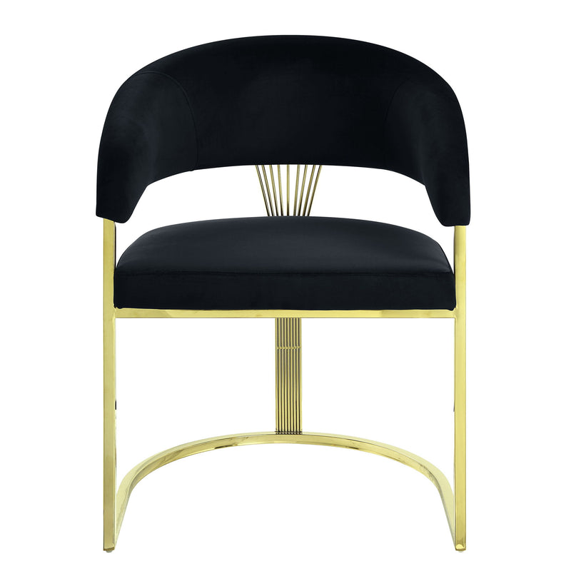 Upholstered Velvet Partially Open Back Dining Side Chair - Black