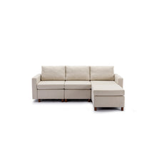 Load image into Gallery viewer, 3 Seat Module Sectional Sofa Couch With 1 Ottoman for living room,Seat Cushion and Back Cushion Non-Removable and Non-Washable,Cream
