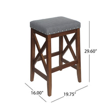 Load image into Gallery viewer, Upholstered Bar Stool With Nailhead Trim And X Frame Design (Set of 2) - Charcoal
