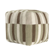 Load image into Gallery viewer, Woven Geometric Pouf Ottoman - Brown / Ivory / Khaki
