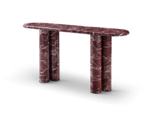 Load image into Gallery viewer, Genuine Marble And Stone Double Pedestal Console Table - Red
