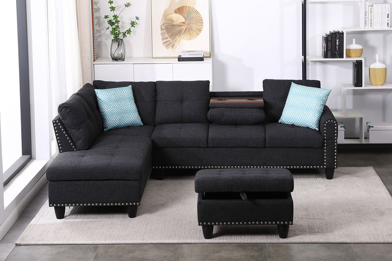 Alger - Left Hand Facing Sofa & Chaise With Ottoman