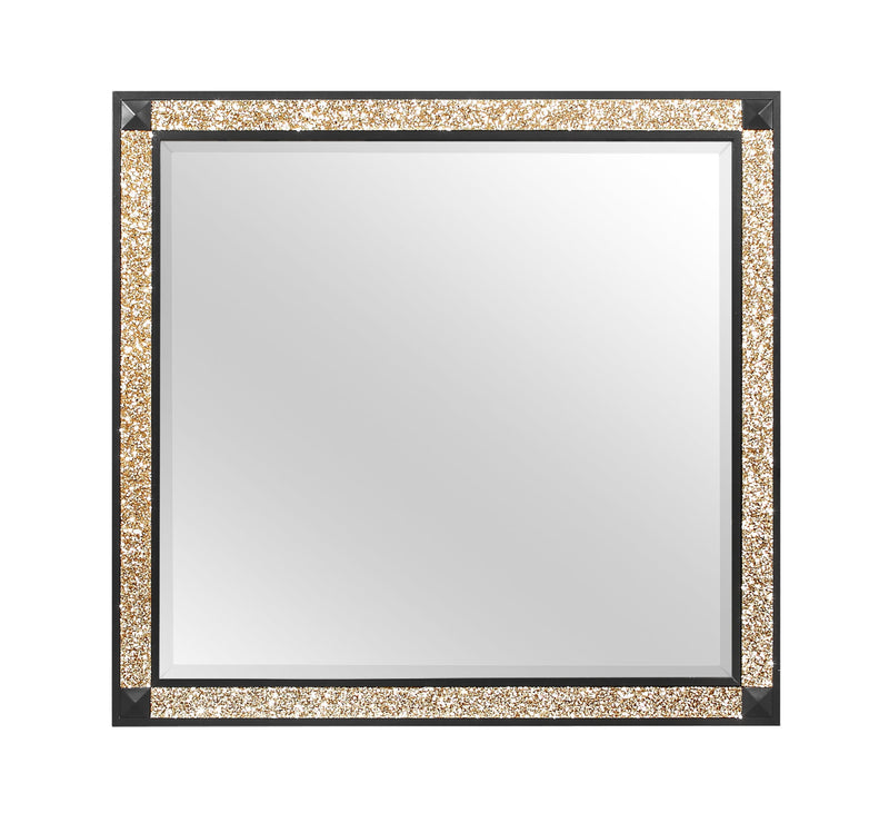 FauCrystal And Wood Dresser Mount Framed Mirror - Black / Gold