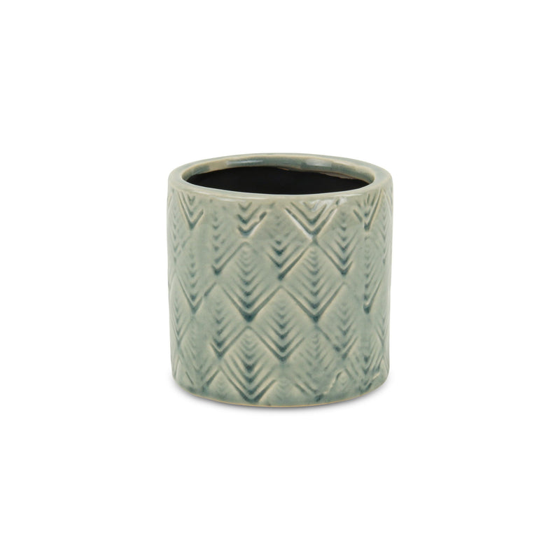 Geometric Round Pot Planter (487452) - Green