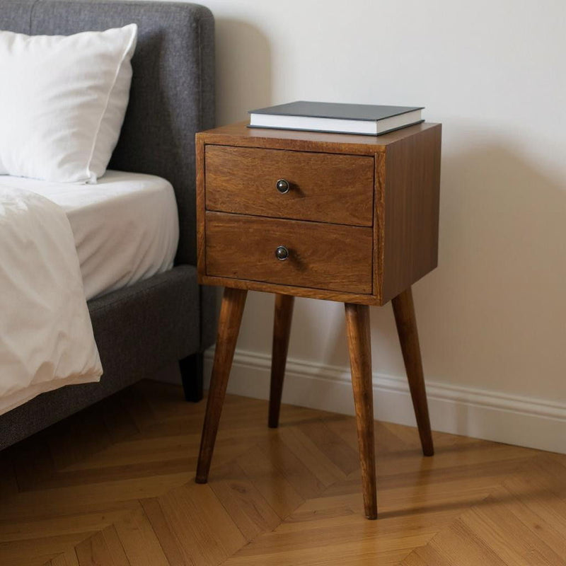 22" Wood Two Drawer Nightstand - Brown
