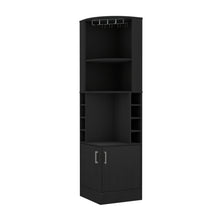 Load image into Gallery viewer, 71'' Wood Corner Bar Cabinet With Two Doors - Black
